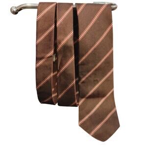 VTG Cable Car Clothiers Robert Kirk Brown/Red Stipe 100% Silk Tie